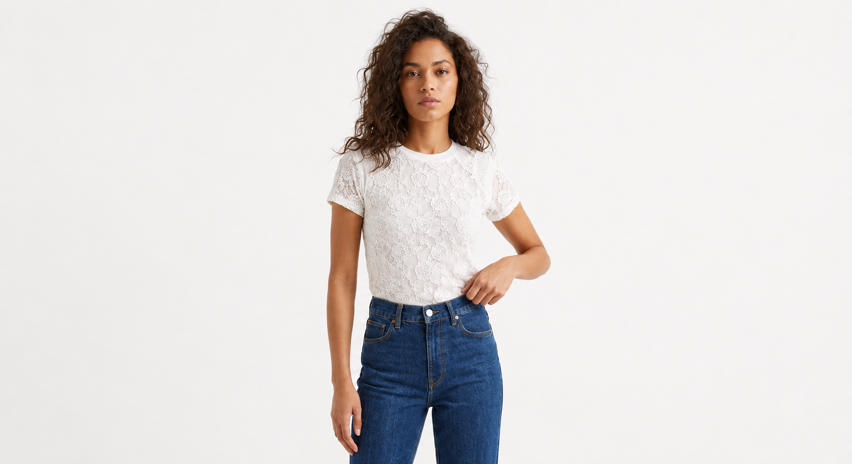 White Rose Embroidered Knit Top
