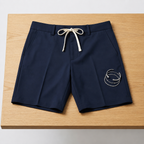 Navy Tailored Drawstring Shorts